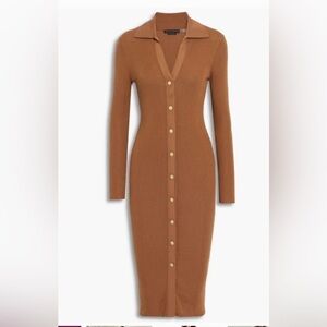 Alice + Olivia classics Alcina Brown Button-Down Polo Midi Dress Womens Small